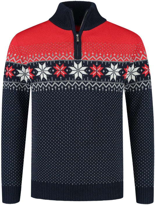 Nordic Herrtröja Merino, röd & blå främre