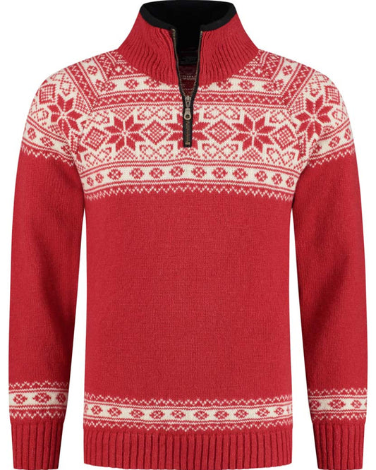Norfinde, Pullover i Setesdals design av 100% ren ull, Röd